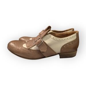 Sempre Di Leather Oxford Loafers Taupe White